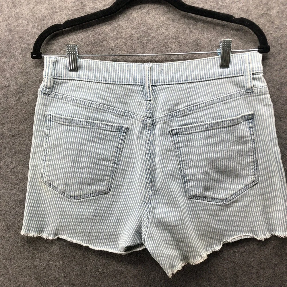 J.Crew Mercantile High Rise Cutoff Boy Short‎ Womens 28 Blue White Stripe Denim